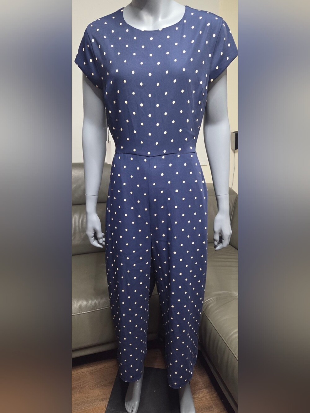 Babaton Navy and White Polka Dot Jumpsuit